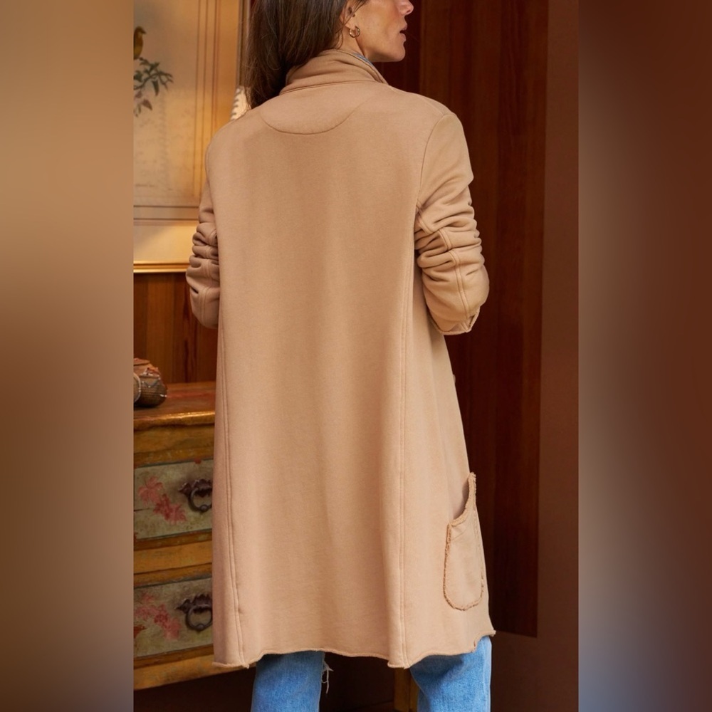 Frank & Eileen Belfast Sweatshirt Trench Coat in Camel Tan Womens Large - Picture 4 of 12
